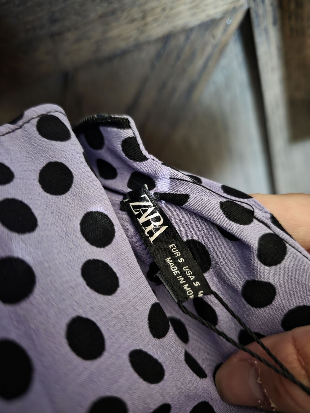 NWT Zara Lavender Maxi Dress with Black Polka Dots - Picture 4 of 4